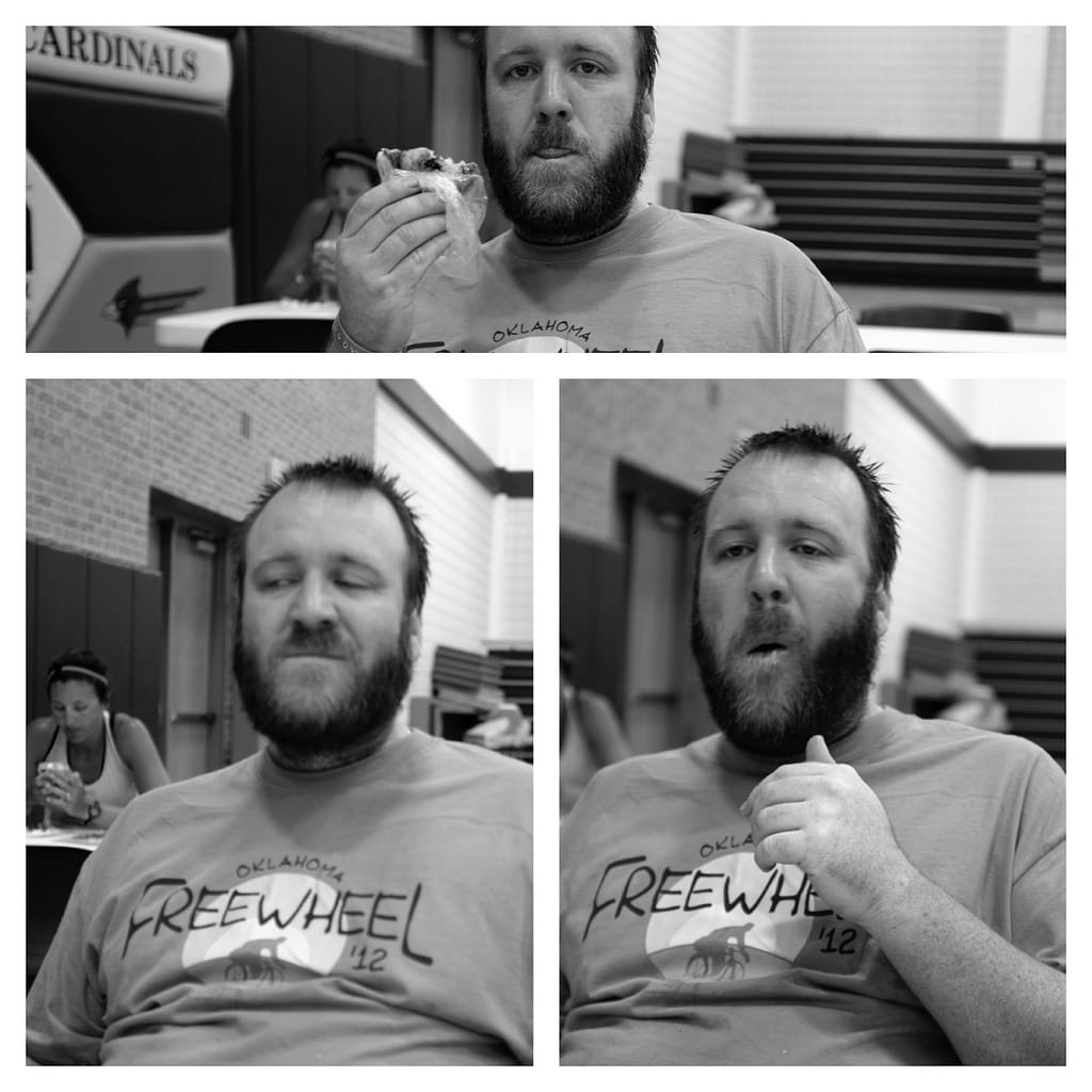 B&W collage of myself eating.