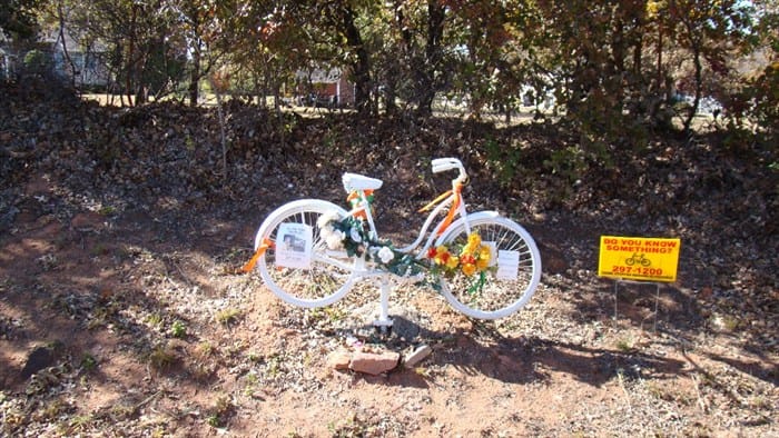 Color photo of Alan Spencer's ghost bike.
