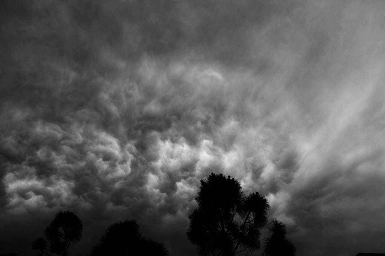B&W photo of storm clouds.